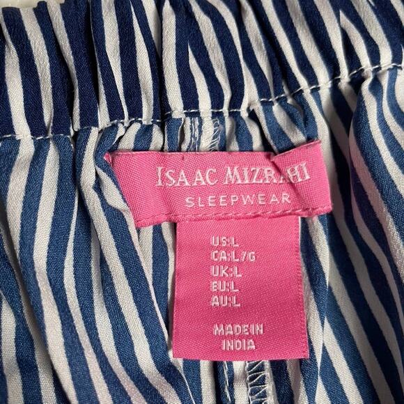 ISAAC MIZRAHI Sleepwear‎ Sleep Shorts String Tie Large L Navy White Stripe Comfy - Picture 2 of 5